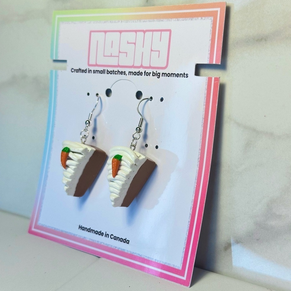 Carrot Cake Slices (Smooth) - Handmade Earrings